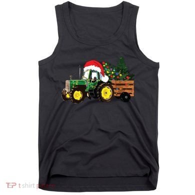 Christmas Farm Tractor Christmas Tree Lights Santa Farmer Tank Top