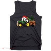 Christmas Farm Tractor Christmas Tree Lights Santa Farmer Tank Top thumb 0