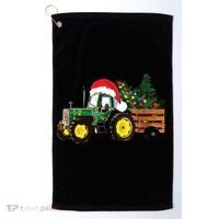 Christmas Farm Tractor Christmas Tree Lights Santa Farmer Golf Towel thumb 0