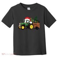 Christmas Farm Tractor Christmas Tree Lights Santa Farmer Toddler T-Shirt thumb 0