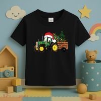 Christmas Farm Tractor Christmas Tree Lights Santa Farmer Toddler T-Shirt thumb 3