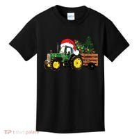 Christmas Farm Tractor Christmas Tree Lights Santa Farmer Kids T-Shirt thumb 0