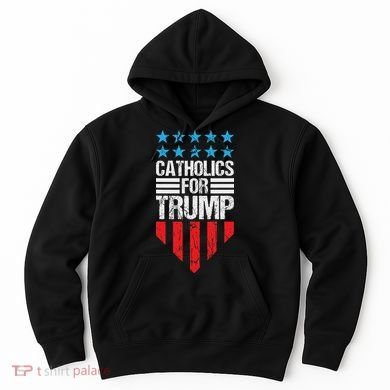 Catholics For Trump 2024: Retro Usa Flag Design Hoodie