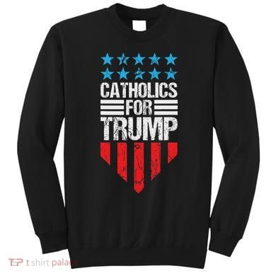 Catholics For Trump 2024: Retro Usa Flag Design Sweatshirt