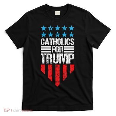 Catholics For Trump 2024: Retro Usa Flag Design T-Shirt