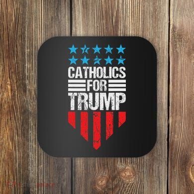 Catholics For Trump 2024: Retro Usa Flag Design Coaster