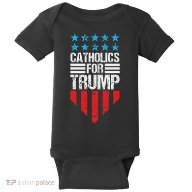 Catholics For Trump 2024: Retro Usa Flag Design Baby Bodysuit