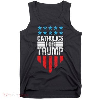 Catholics For Trump 2024: Retro Usa Flag Design Tank Top