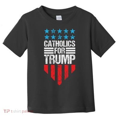 Catholics For Trump 2024: Retro Usa Flag Design Toddler T-Shirt