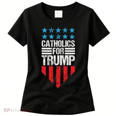 Catholics For Trump 2024: Retro Usa Flag Design Women's T-Shirt