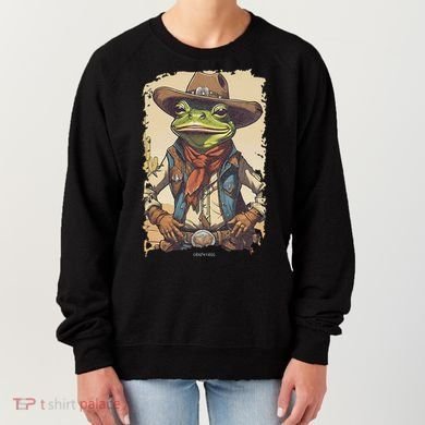 Cowboy Frog Texas Far West Usa Funny Toad Retro Gift Women's Sweatshirt