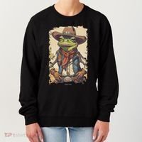 Cowboy Frog Texas Far West Usa Funny Toad Retro Gift Women's Sweatshirt thumb 0