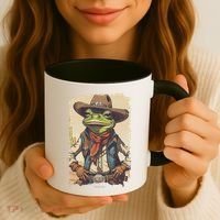 Cowboy Frog Texas Far West Usa Funny Toad Retro Gift Coffee Mug thumb 3