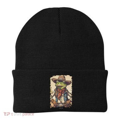 Cowboy Frog Texas Far West Usa Funny Toad Retro Gift Beanie