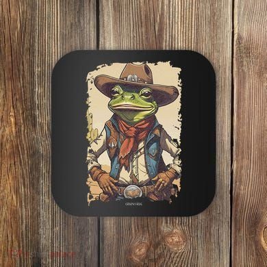 Cowboy Frog Texas Far West Usa Funny Toad Retro Gift Coaster