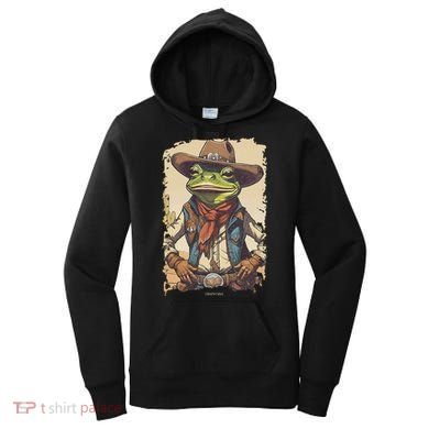 Cowboy Frog Texas Far West Usa Funny Toad Retro Gift Women's Hoodie