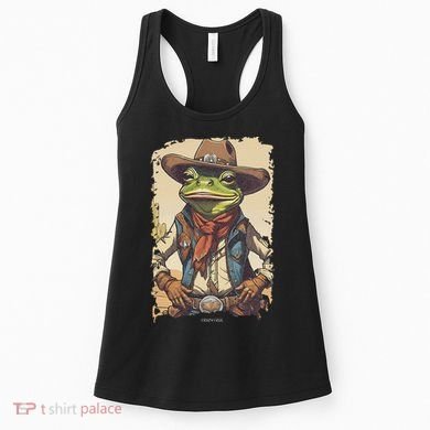 Cowboy Frog Texas Far West Usa Funny Toad Retro Gift Women's Tank Top
