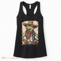 Cowboy Frog Texas Far West Usa Funny Toad Retro Gift Women's Tank Top thumb 0