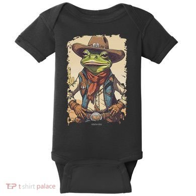 Cowboy Frog Texas Far West Usa Funny Toad Retro Gift Baby Bodysuit