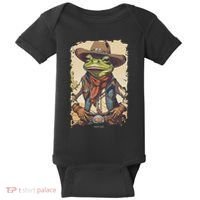 Cowboy Frog Texas Far West Usa Funny Toad Retro Gift Baby Bodysuit thumb 0