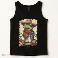 Cowboy Frog Texas Far West Usa Funny Toad Retro Gift Tank Top thumb 2