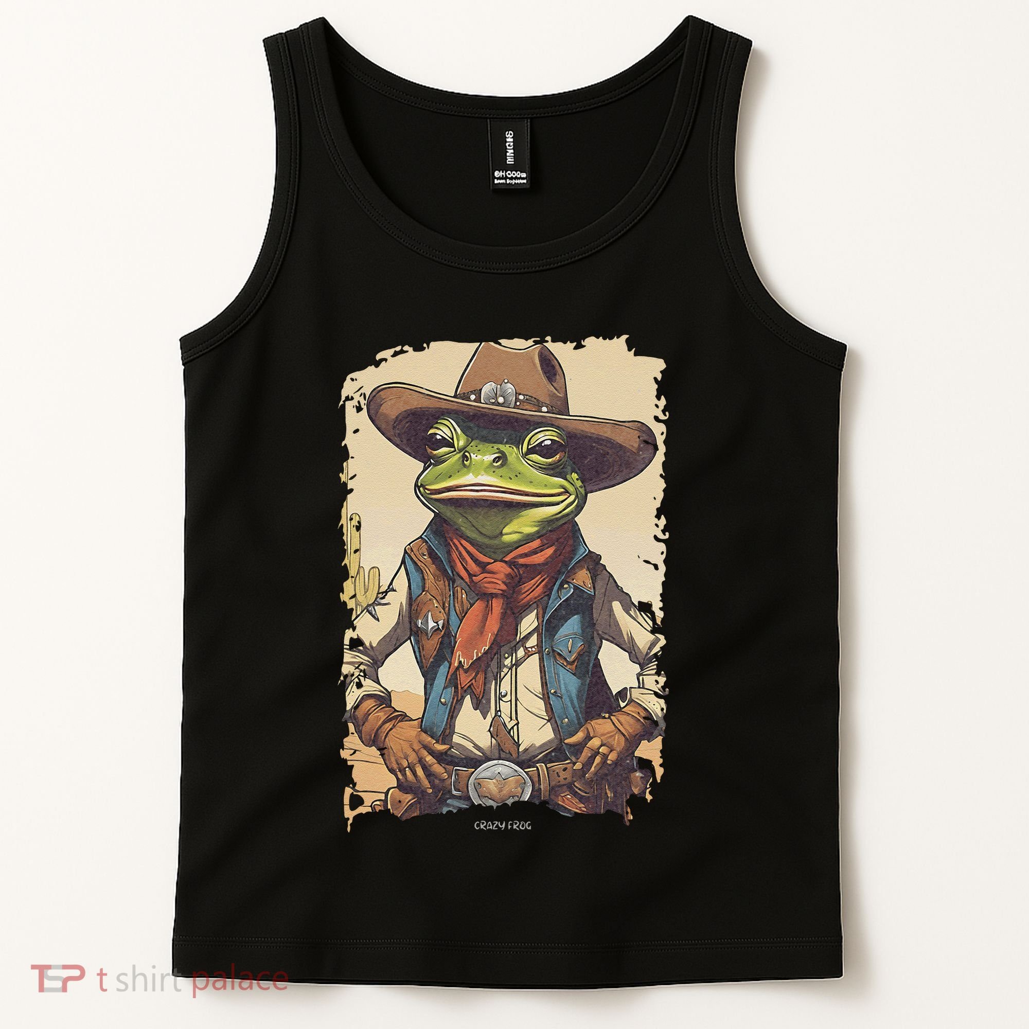 Cowboy Frog Texas Far West Usa Funny Toad Retro Gift Tank Top
