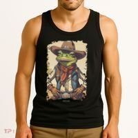 Cowboy Frog Texas Far West Usa Funny Toad Retro Gift Tank Top thumb 3