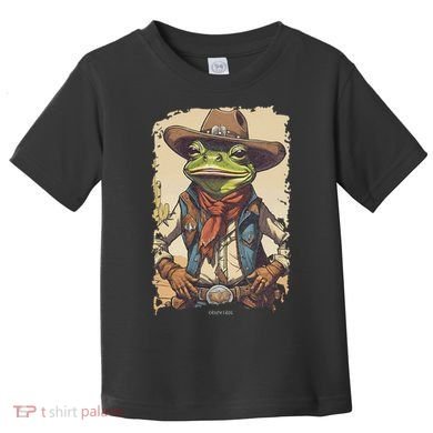 Cowboy Frog Texas Far West Usa Funny Toad Retro Gift Toddler T-Shirt