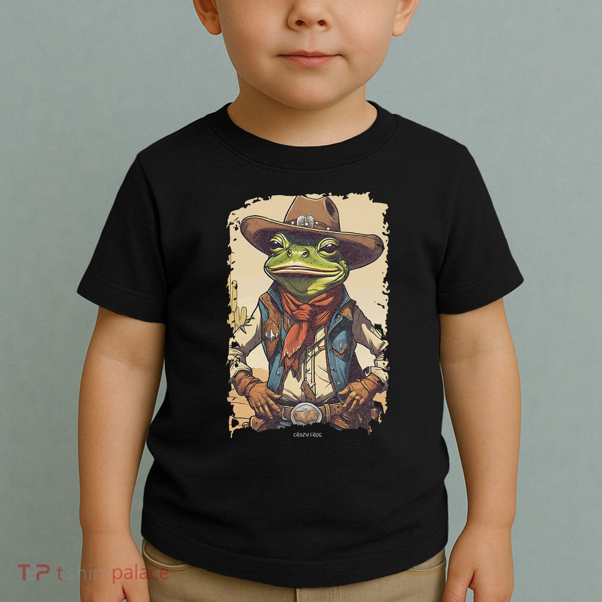 Cowboy Frog Texas Far West Usa Funny Toad Retro Gift Toddler T-Shirt