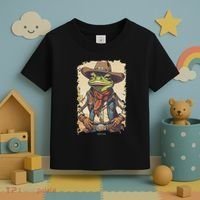 Cowboy Frog Texas Far West Usa Funny Toad Retro Gift Toddler T-Shirt thumb 3