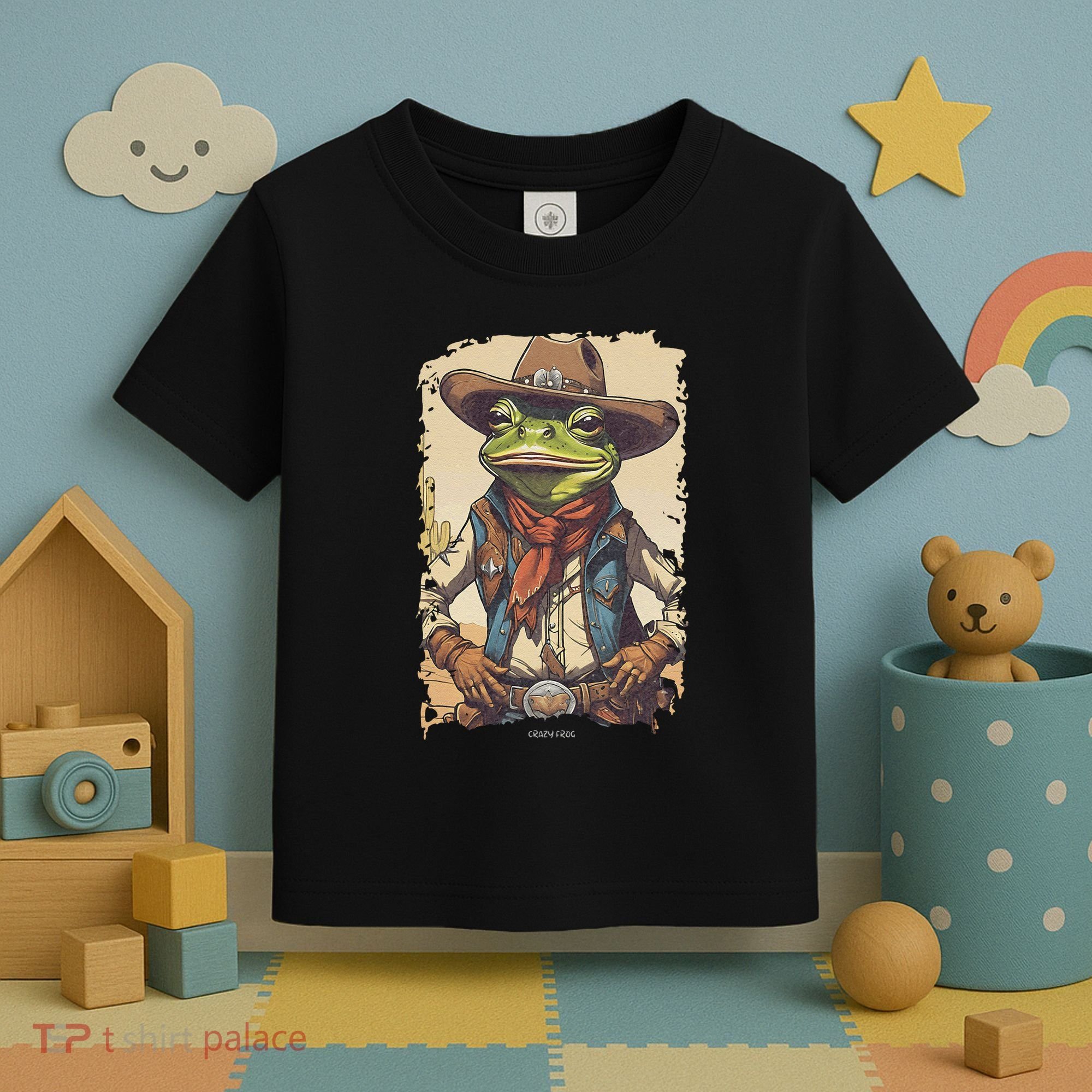 Cowboy Frog Texas Far West Usa Funny Toad Retro Gift Toddler T-Shirt