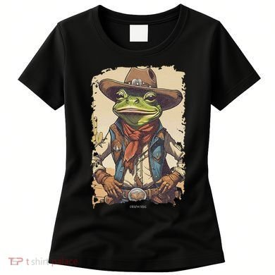 Cowboy Frog Texas Far West Usa Funny Toad Retro Gift Women's T-Shirt