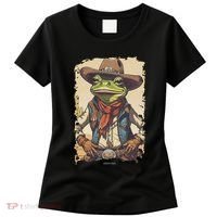 Cowboy Frog Texas Far West Usa Funny Toad Retro Gift Women's T-Shirt thumb 0