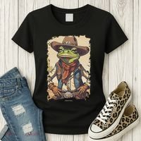 Cowboy Frog Texas Far West Usa Funny Toad Retro Gift Women's T-Shirt thumb 3