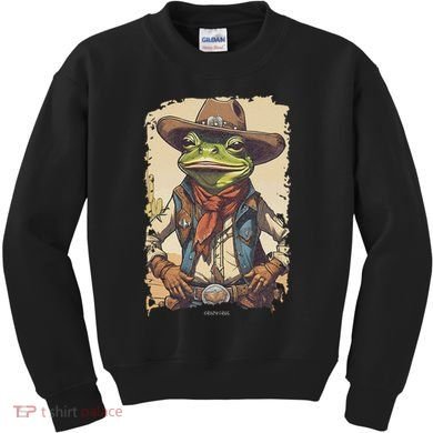 Cowboy Frog Texas Far West Usa Funny Toad Retro Gift Kids Sweatshirt
