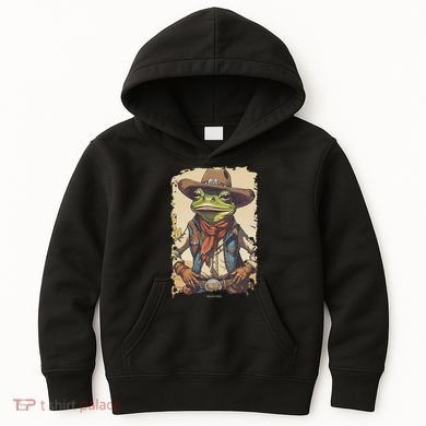 Cowboy Frog Texas Far West Usa Funny Toad Retro Gift Kids Hoodie