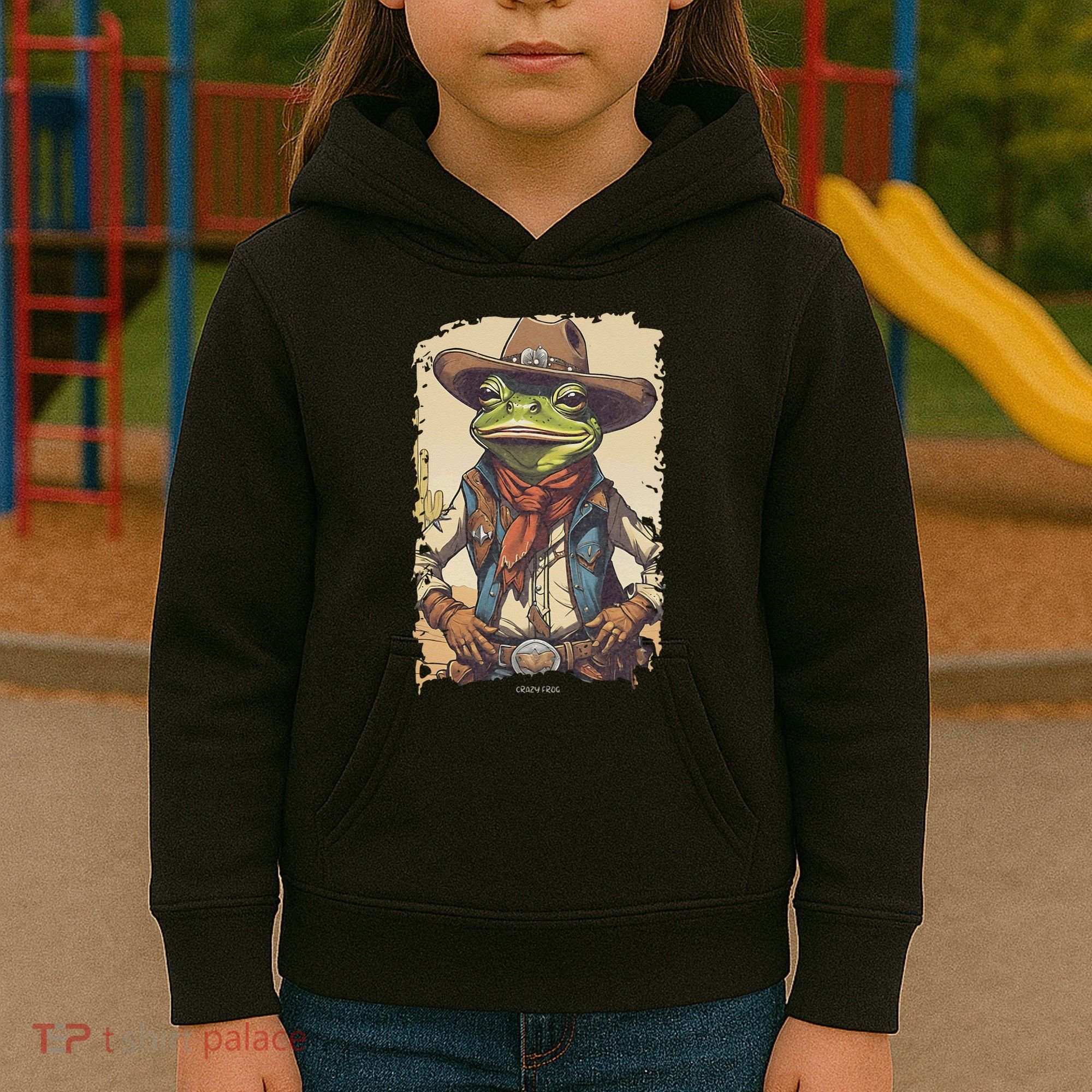 Cowboy Frog Texas Far West Usa Funny Toad Retro Gift Kids Hoodie
