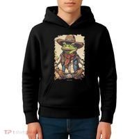 Cowboy Frog Texas Far West Usa Funny Toad Retro Gift Kids Hoodie thumb 4