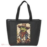 Cowboy Frog Texas Far West Usa Funny Toad Retro Gift Tote Bag thumb 0