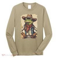Cowboy Frog Texas Far West Usa Funny Toad Retro Gift Long Sleeve Shirt thumb 0