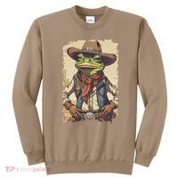 Cowboy Frog Texas Far West Usa Funny Toad Retro Gift Sweatshirt thumb 0
