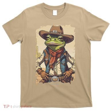 Cowboy Frog Texas Far West Usa Funny Toad Retro Gift T-Shirt