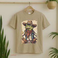 Cowboy Frog Texas Far West Usa Funny Toad Retro Gift T-Shirt thumb 2