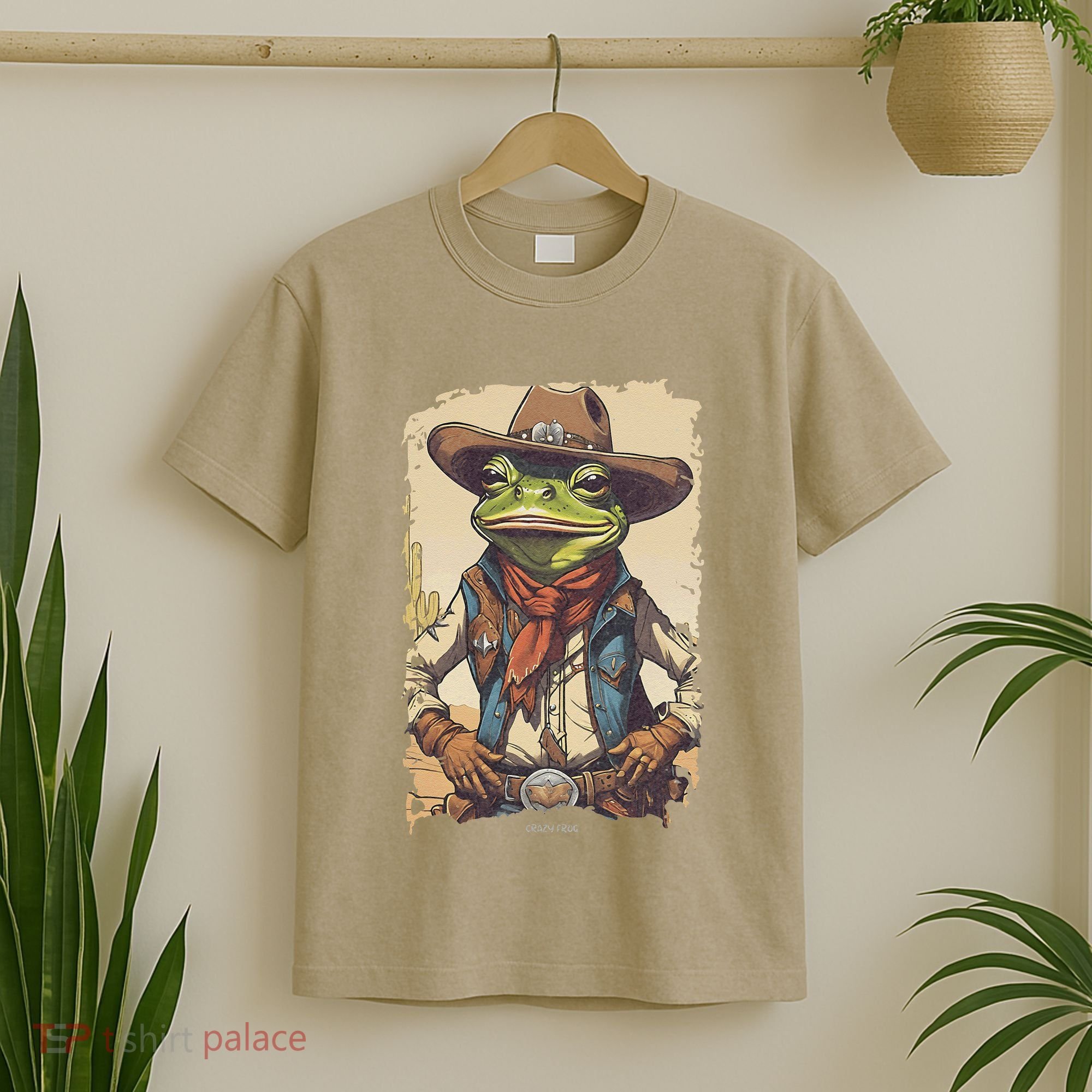 Cowboy Frog Texas Far West Usa Funny Toad Retro Gift T-Shirt