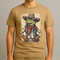 Cowboy Frog Texas Far West Usa Funny Toad Retro Gift T-Shirt thumb 3
