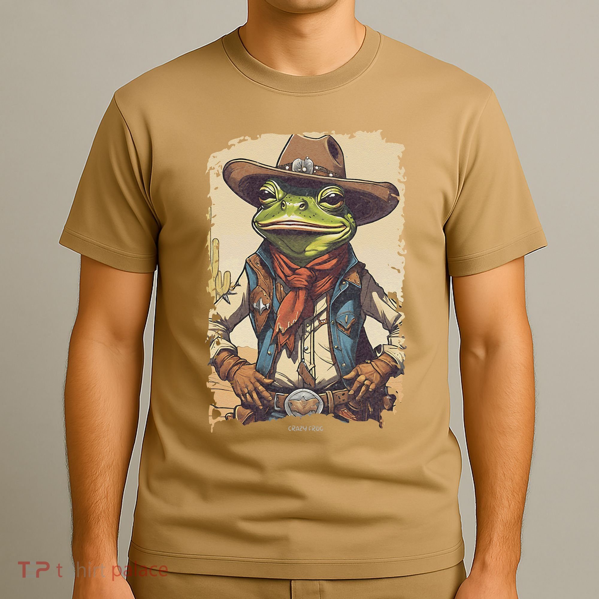Cowboy Frog Texas Far West Usa Funny Toad Retro Gift T-Shirt