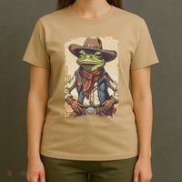 Cowboy Frog Texas Far West Usa Funny Toad Retro Gift T-Shirt thumb 4