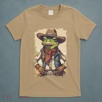 Cowboy Frog Texas Far West Usa Funny Toad Retro Gift T-Shirt thumb 5