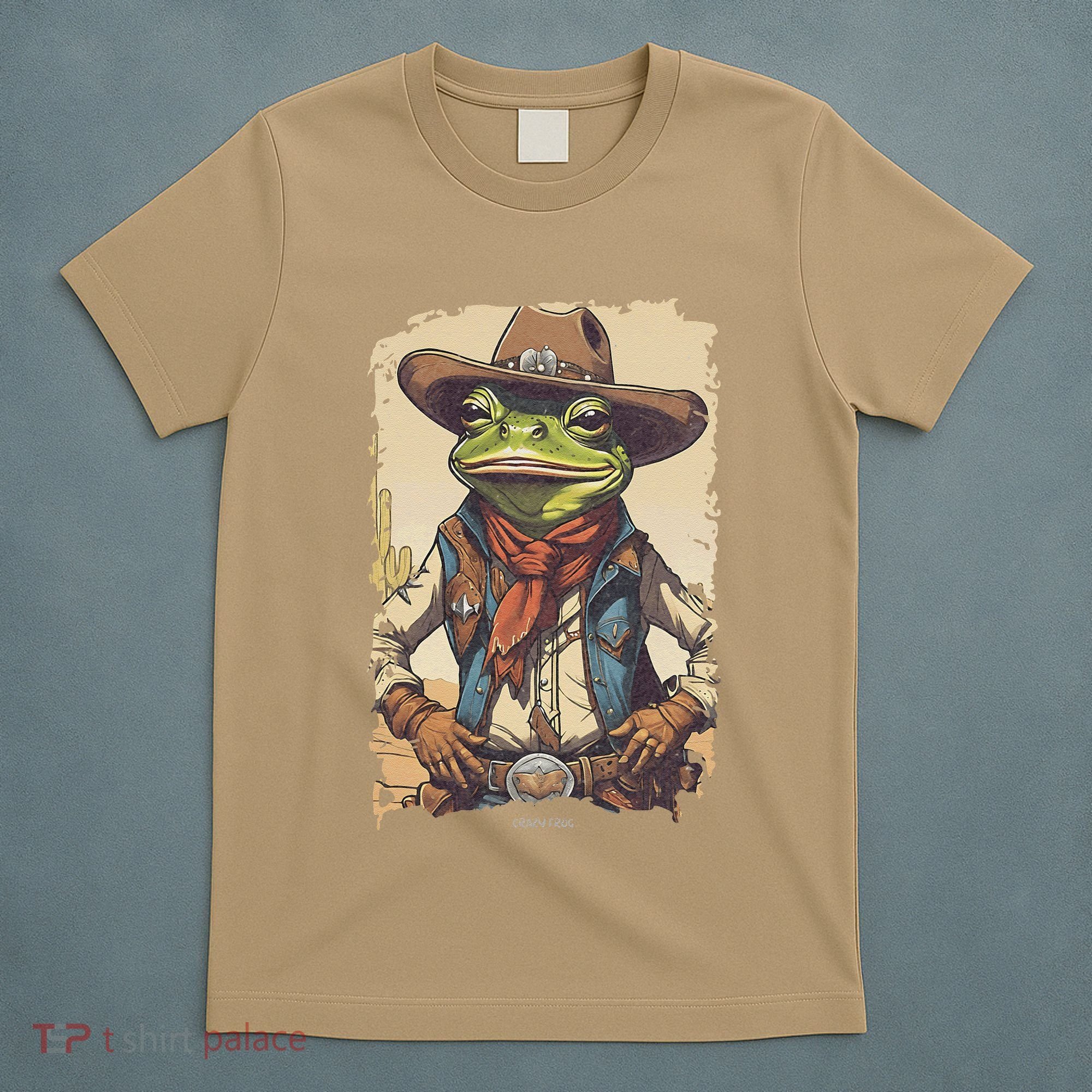 Cowboy Frog Texas Far West Usa Funny Toad Retro Gift T-Shirt