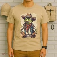 Cowboy Frog Texas Far West Usa Funny Toad Retro Gift T-Shirt thumb 6